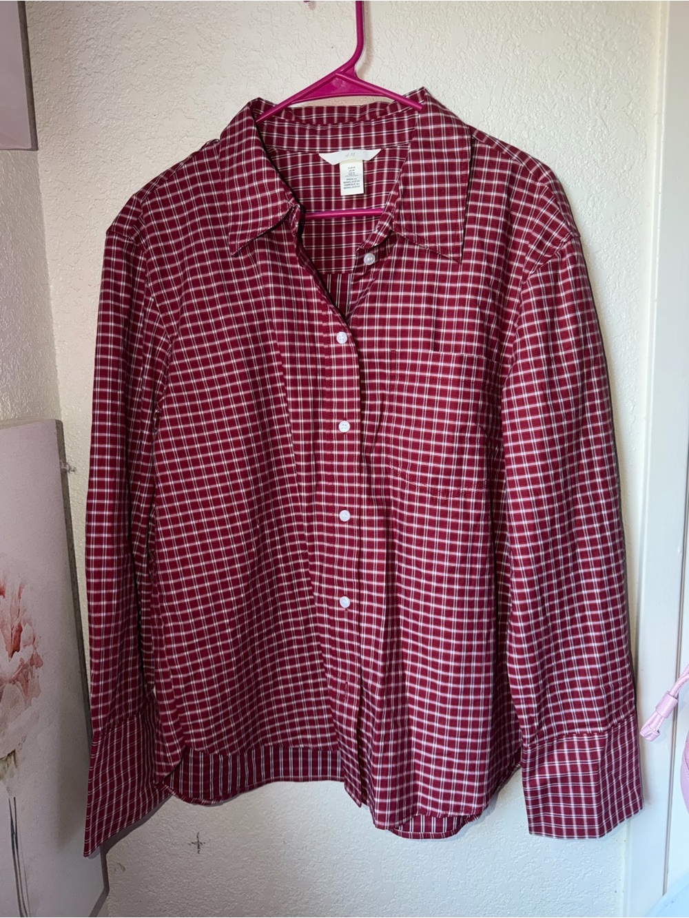 H&M Red Plaid Casual Button-Down Shirt